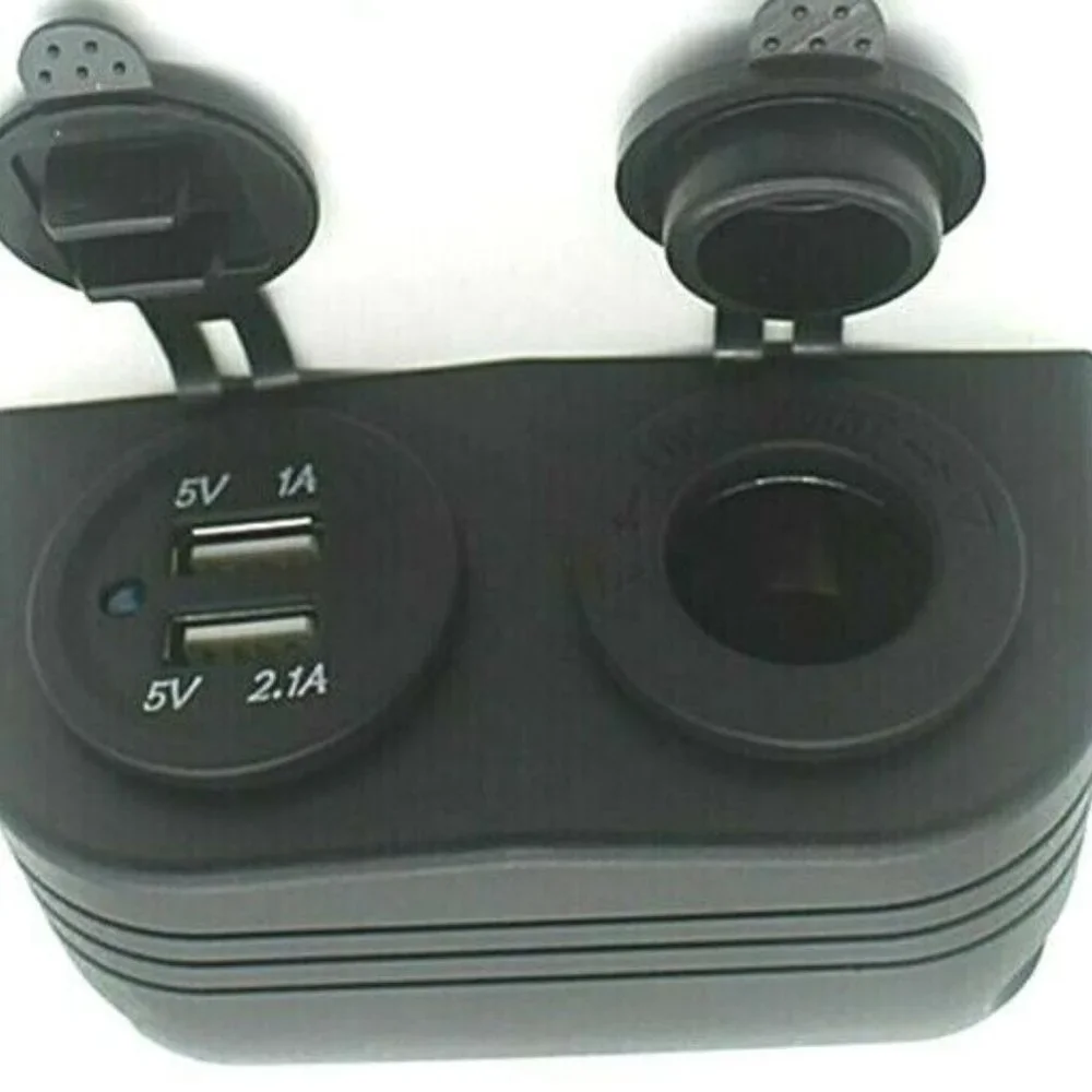 Marine 12V Dual Car-Boat-ATV Cigarette Lighter Socket Splitter USB Charger